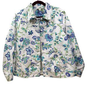 APPLESEED's Womens Button Front Cotton Floral Print Jacket Size  1X